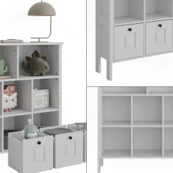 Vitalispa Kinderregal Weiß Ajaton - 104x113x33 cm hergestellt aus Spanplatte - Bücherregal ideal fürs Kinderzimmer, Funktional und zuverlässig – dein täglicher Ordnungshelfer