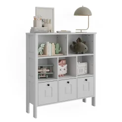 Vitalispa Kinderregal Weiß Ajaton - 104x113x33 cm hergestellt aus Spanplatte - Bücherregal ideal fürs Kinderzimmer, Funktional und zuverlässig – dein täglicher Ordnungshelfer