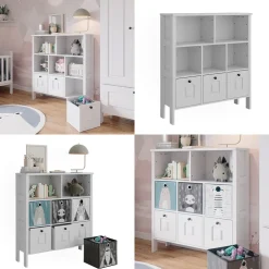 Vitalispa Kinderregal Weiß Ajaton - 104x113x33 cm hergestellt aus Spanplatte - Bücherregal ideal fürs Kinderzimmer, Funktional und zuverlässig – dein täglicher Ordnungshelfer