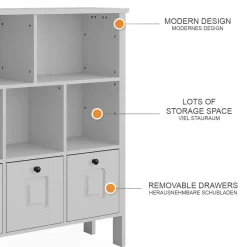 Vitalispa Kinderregal Weiß Ajaton - 104x113x33 cm hergestellt aus Spanplatte - Bücherregal ideal fürs Kinderzimmer, Funktional und zuverlässig – dein täglicher Ordnungshelfer