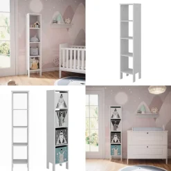 Vitalispa Kinderregal Weiß Ajaton - 35x160x31 cm gefertigt aus Spanplatte - Bücherregal ideal fürs Kinderzimmer, bietet schnellen Zugriff auf Ihre Lieblingssachen