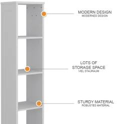 Vitalispa Kinderregal Weiß Ajaton - 35x160x31 cm gefertigt aus Spanplatte - Bücherregal ideal fürs Kinderzimmer, bietet schnellen Zugriff auf Ihre Lieblingssachen