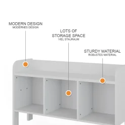 Vitalispa Kindersitzbank Weiß Ajaton - 107x64x31 cm hergestellt aus Spanplatte - Kinderregal für Kinder und Teenager, für schnell und praktisch Spielzeugaufbewahrung