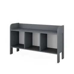 Vitalispa Kindersitzbank Grau Ajaton - 107x64x31 cm hergestellt aus Spanplatte - Kinderregal für Kinder und Teenager, für schnell und praktisch Spielzeugaufbewahrung