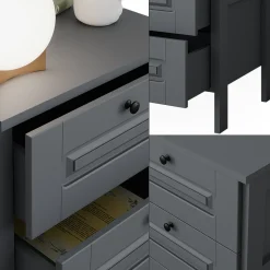 Vitalispa Kommode Grau Ajaton - 60x88x53 cm gefertigt aus Spanplatte - Die Kommode mit Schubladen für Kinder und Teenager, für den schnellen Zugriff auf das Wesentliche