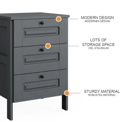 Vitalispa Kommode Grau Ajaton - 60x88x53 cm gefertigt aus Spanplatte - Die Kommode mit Schubladen für Kinder und Teenager, für den schnellen Zugriff auf das Wesentliche