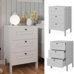 Vitalispa Kommode Weiß Ajaton - 60x88x53 cm gefertigt aus Spanplatte - Die Kommode mit Schubladen für Kinder und Teenager, für den schnellen Zugriff auf das Wesentliche