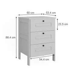 Vitalispa Kommode Weiß Ajaton - 60x88x53 cm gefertigt aus Spanplatte - Die Kommode mit Schubladen für Kinder und Teenager, für den schnellen Zugriff auf das Wesentliche
