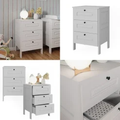 Vitalispa Kommode Weiß Ajaton - 60x88x53 cm gefertigt aus Spanplatte - Die Kommode mit Schubladen für Kinder und Teenager, für den schnellen Zugriff auf das Wesentliche