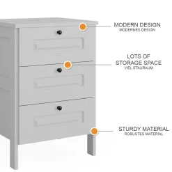 Vitalispa Kommode Weiß Ajaton - 60x88x53 cm gefertigt aus Spanplatte - Die Kommode mit Schubladen für Kinder und Teenager, für den schnellen Zugriff auf das Wesentliche