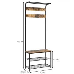 Wandgarderobe Fyrk Antikholz 70 x 190 cm Vicco