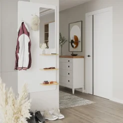 Wandgarderobe Jochen Weiß/Eiche 70 x 150 cm mit Spiegel Vicco