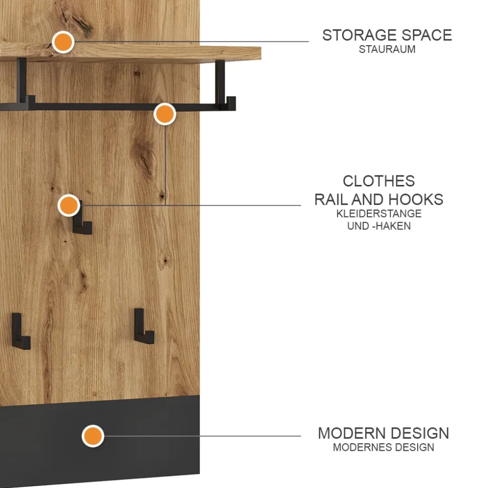 Wandgarderobe Selena Anthrazit 44 x 83 cm Vicco