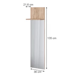 Wandgarderobe Siri Goldkraft Eiche 36 x 135 cm mit Spiegel Vicco