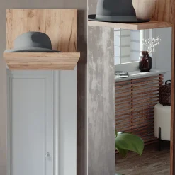 Wandgarderobe Siri Goldkraft Eiche 36 x 135 cm mit Spiegel Vicco