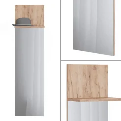 Wandgarderobe Siri Goldkraft Eiche 36 x 135 cm mit Spiegel Vicco