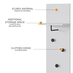 Wandgarderobe Siri Weiß 36 x 135 cm Vicco