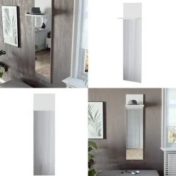 Wandgarderobe Siri Weiß 36 x 135 cm mit Spiegel Vicco