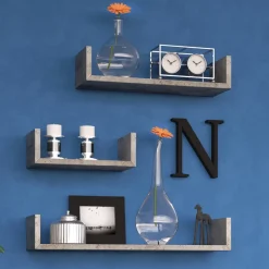 Wandregal Beton 60 x 10 cm 3er Set Vicco