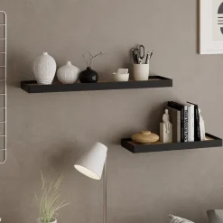 Wandregal Erni Schwarz/Eiche 60 x 3 cm 2er-Set Vicco