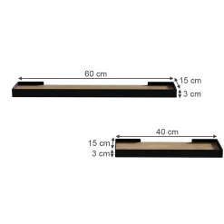 Wandregal Erni Schwarz/Eiche 60 x 3 cm 2er-Set Vicco