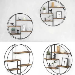 Wandregal Fyrk Antikholz 55 x 55 cm Rund Vicco