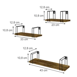 Wandregal Fyrk Antikholz 3 Teile Vicco