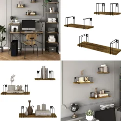 Wandregal Fyrk Antikholz 3 Teile Vicco