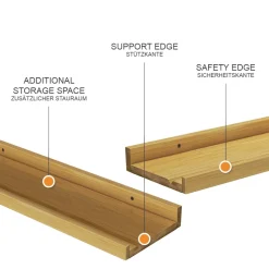 Wandregal Linus Naturholz 60 x 4 cm 2er Set Vicco