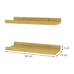 Wandregal Linus Naturholz 40 x 4 cm 2er Set Vicco