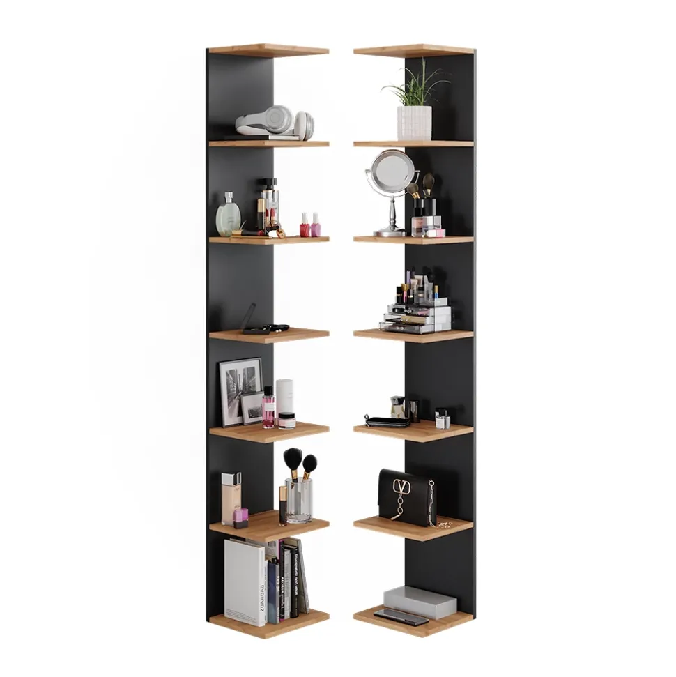 Wandregal Paolo Anthrazit 30 x 190 cm 2er Set Vicco