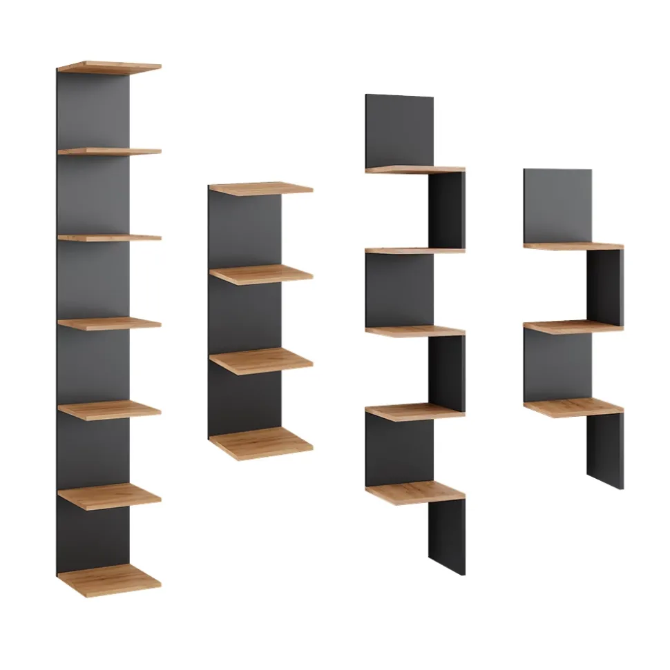 Wandregal Paolo Anthrazit 30 x 190 cm 2er Set Vicco