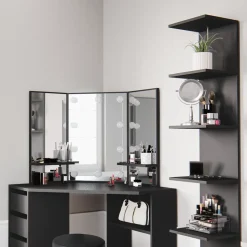 Wandregal Paolo Schwarz 28 x 190 cm 2er Set Vicco