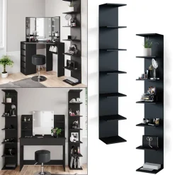 Wandregal Paolo Schwarz 30 x 190 cm 2er Set Vicco