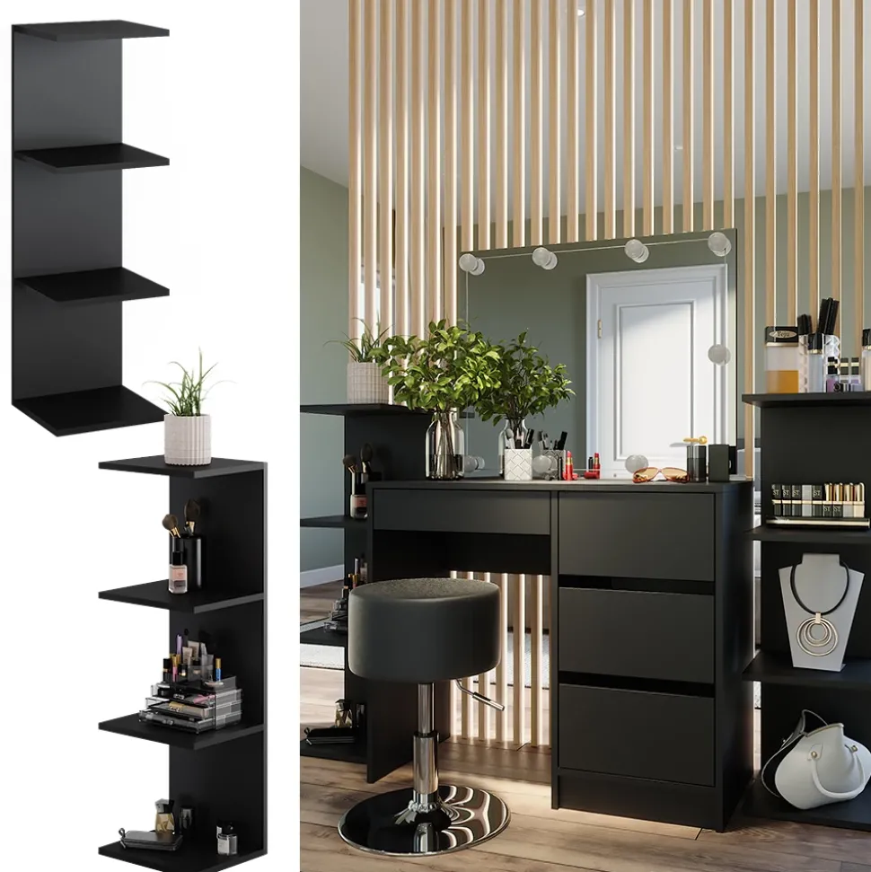 Wandregal Paolo Schwarz 30 x 95 cm 2er Set Vicco