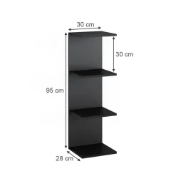 Wandregal Paolo Schwarz 30 x 95 cm 2er Set Vicco