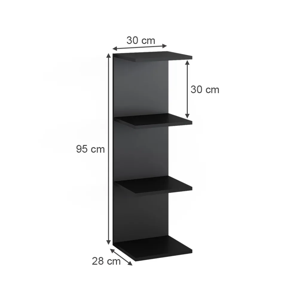 Wandregal Paolo Schwarz 30 x 95 cm 2er Set Vicco