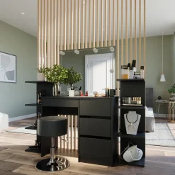 Wandregal Paolo Schwarz 30 x 95 cm 2er Set Vicco