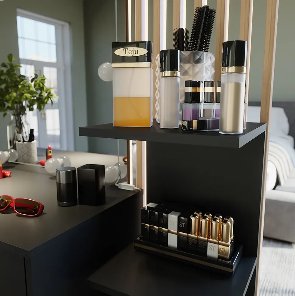 Wandregal Paolo Schwarz 30 x 95 cm 2er Set Vicco