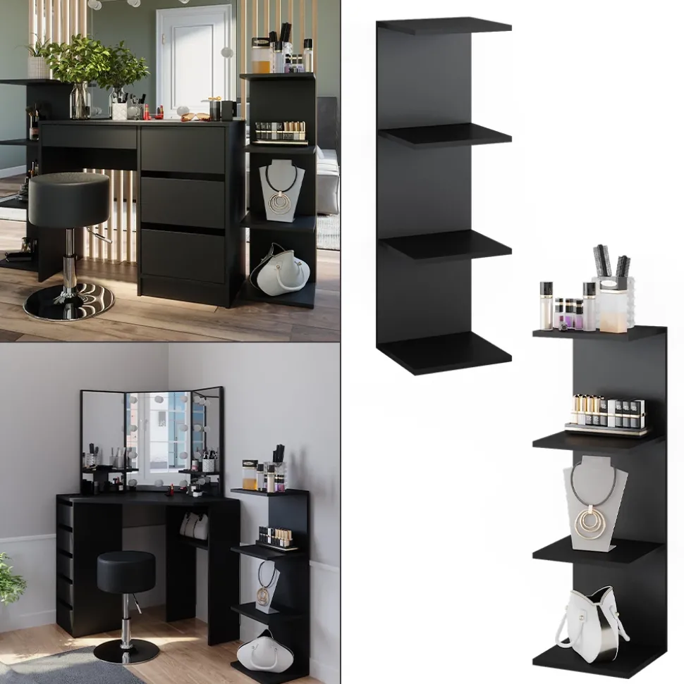 Wandregal Paolo Schwarz 30 x 95 cm 2er Set Vicco