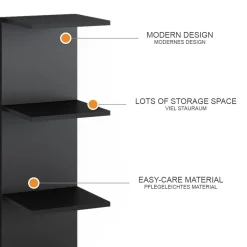 Wandregal Paolo Schwarz 30 x 95 cm 2er Set Vicco
