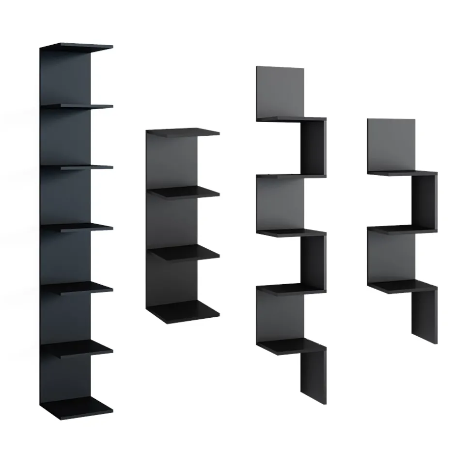 Wandregal Paolo Schwarz 30 x 95 cm 2er Set Vicco