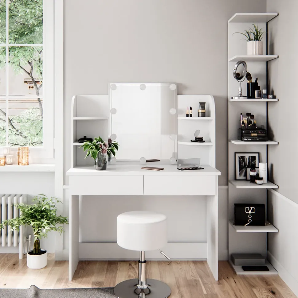 Wandregal Paolo Weiß 30 x 190 cm mit 6 offenen Fächern Vicco