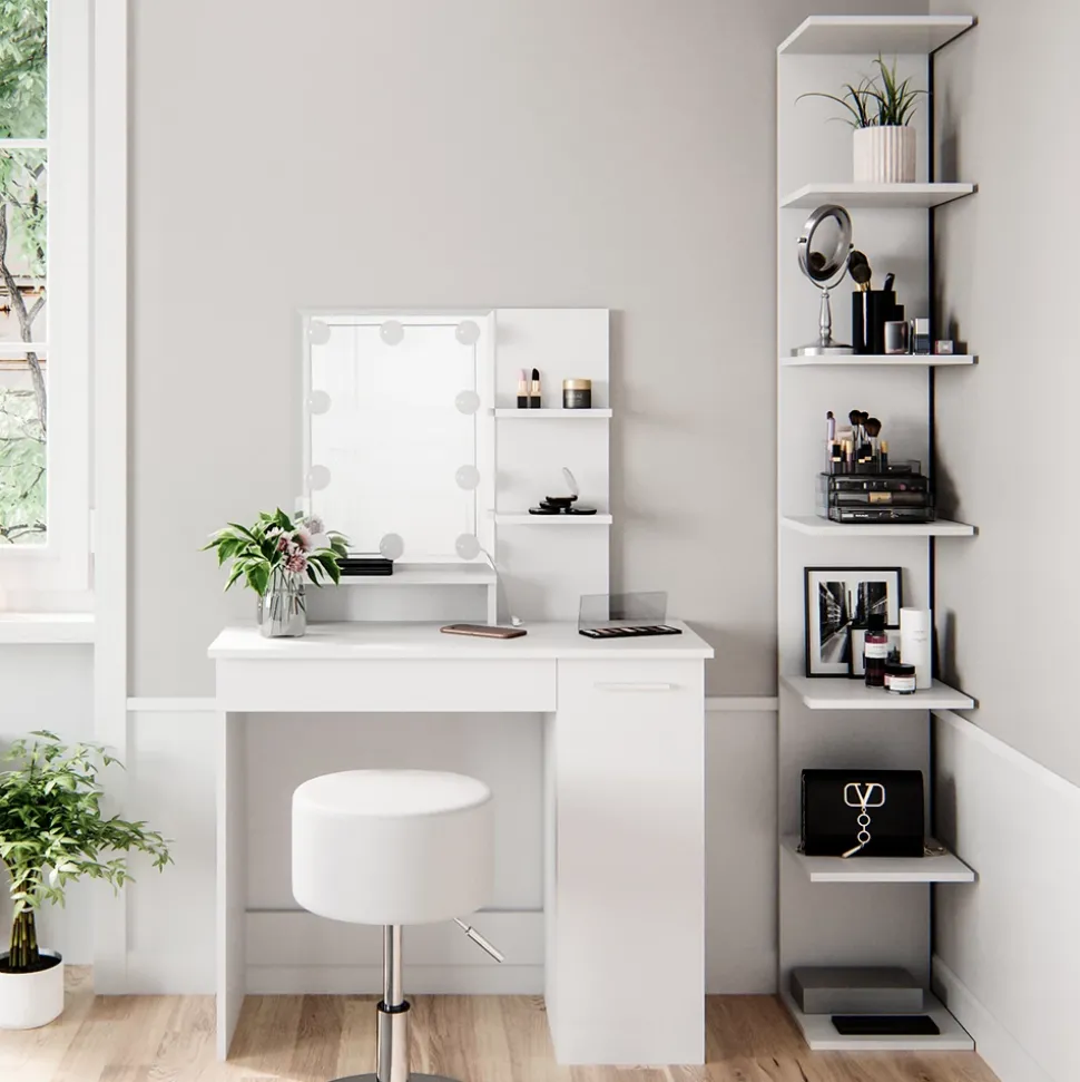 Wandregal Paolo Weiß 30 x 190 cm mit 6 offenen Fächern Vicco