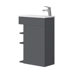 Waschbeckenunterschrank Amadeo Anthrazit 2 Teile, mit Waschbecken Vicco