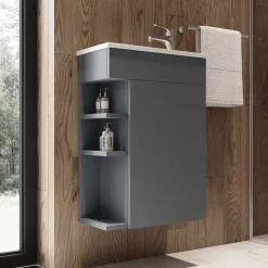 Waschbeckenunterschrank Amadeo Anthrazit 2 Teile, mit Waschbecken Vicco