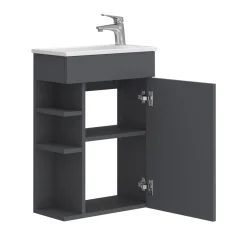 Waschbeckenunterschrank Amadeo Anthrazit 2 Teile, mit Waschbecken Vicco