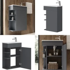 Waschbeckenunterschrank Amadeo Anthrazit 2 Teile, mit Waschbecken Vicco