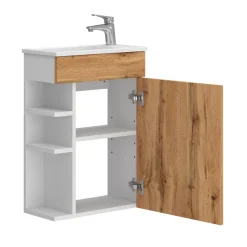 Waschbeckenunterschrank Amadeo Goldkraft Eiche 2 Teile, mit Waschbecken Vicco