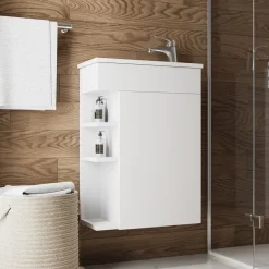 Waschbeckenunterschrank Amadeo Weiß 2 Teile, mit Waschbecken Vicco